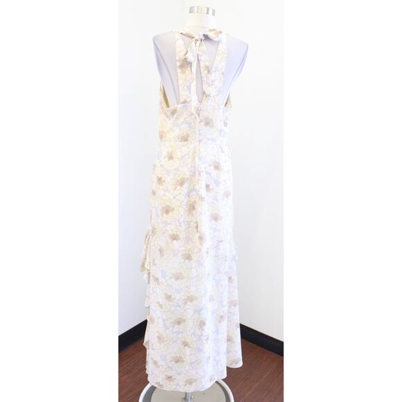 Belle Badgley Mischka Floral Ruffle Hi Lo Halter Formal Evening Party Dress Sz 8 - Picture 8 of 8